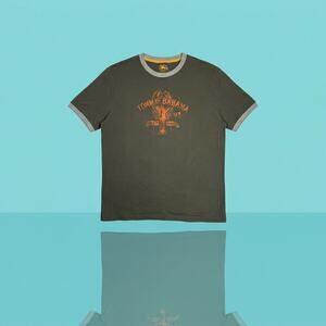 Tommy Bahama Men's Large Green Ringer T-Shirt "Locally Famous" Lobster Graphic